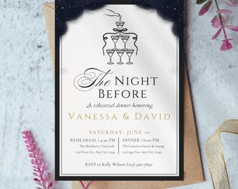 Rehearsal Dinner Invitation Template | Elegant Watercolor Dinner Invite | Editable Canva Printable