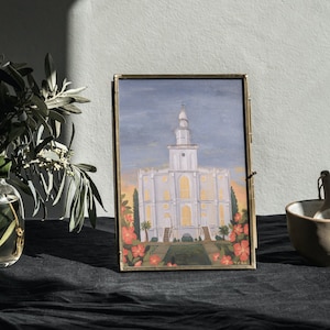 St. George Utah Temple Acrylic Painting Digital Download for printing at home.