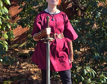 Simple Tunic for LARP, Cosplay, Historybounding in Wine Pima Cotton