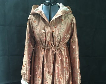 Druid Coat in Peach Floral Embroidered