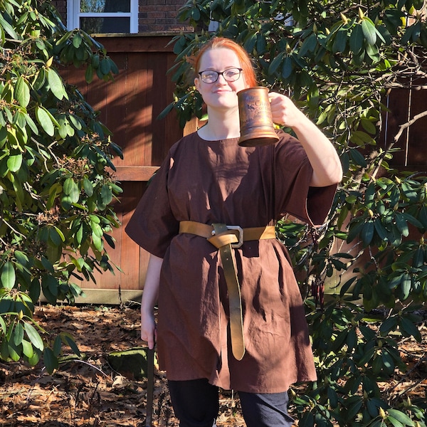 Simple Tunic for LARP, Cosplay, Historybounding in Brown Pima Cotton