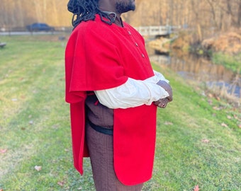 Cape Sleeve Tabard Standard Size in Red Wool Coating