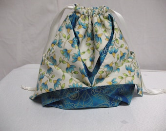 Origami Cotton Drawstring Bag with Side Pockets