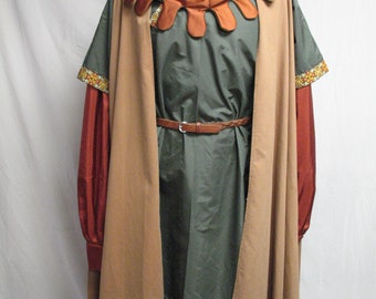 Grand Cape Tan Cotton Twill Cloak Mantle for LARP Cosplay Ren Faire Medieval Costume Knight Lord Elf Ranger Fantasy Witch Adventurer Unisex