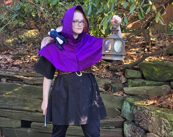 Simple Tunic for LARP, Cosplay, Historybounding in Black Kona Cotton