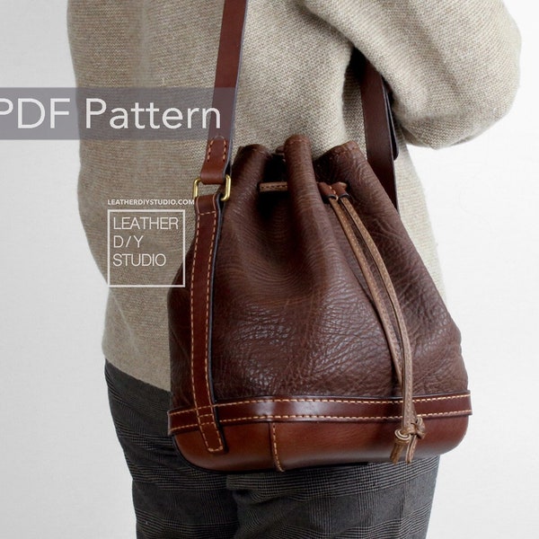 Bucket bag PDF pattern with video tutorial /leather bag pattern/instruction patten/Leathercraft Pattern/purse sewing PDF Pattern/DIY pattern