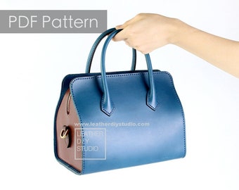 Leather Boston bag pattern SMALL with video instruction included/Build along pattern leather bag/how to video tutorial leather purse pattern