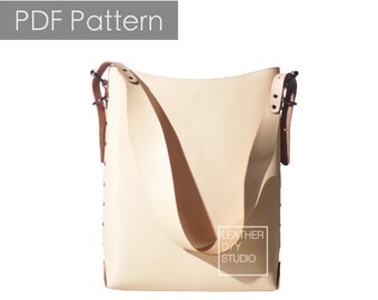 Leather tote bag pattern /Minimalist tote/Pattern template/Leathercraft Pattern/PDF Pattern/everyday tote /DIY pattern/leather pattern