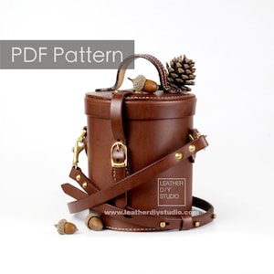 Strukturelles Crossbody-Ledertaschen- Schnittmuster mit Build längs Tutorial-Video / Damen Zylindertasche PDF-Anleitung / Ledergeldbeutel-Schnittmuster