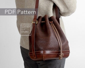 Bucket bag PDF pattern with video tutorial /leather bag pattern/instruction patten/Leathercraft Pattern/purse sewing PDF Pattern/DIY pattern