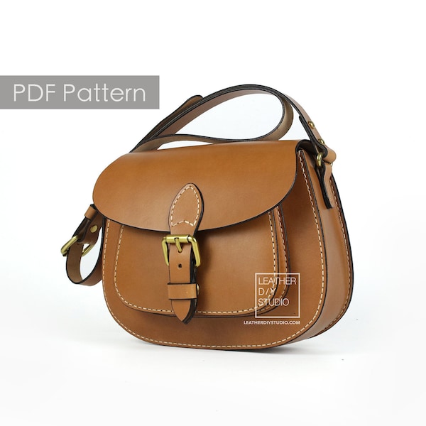 Build along Leather Saddle bag pattern with instruction/how to pattern/Saddle bag pdf pattern/tutorial Pattern/how to DIY purse pattern