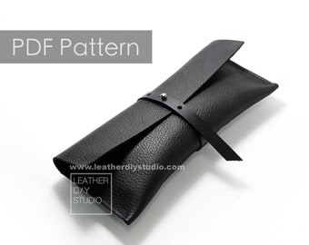 Leather pencil case build along pattern instruction included/pencil holder pen holder case how to diy pattern PDF/hand sewing/