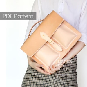 Patrón bolso messenger cuero/instrucción/patrón maletín/patrón bolso/patrón cuero PDF/patrón bolso bandolera/regalo DIY/costura a mano