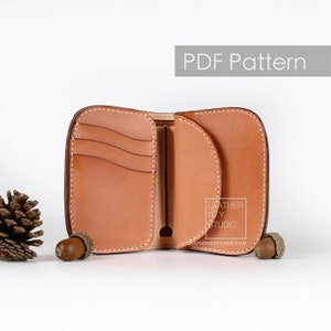 Patrón de billetera plegable de cuero/video tutorial/billetera para hombre/billetera para mujer/billetera corta/instrucción/plantilla de billetera/regalo diy/costura a mano