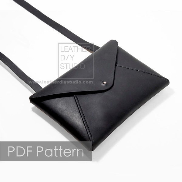 Leather envelope Crossbody bag PDF pattern/leather purse pattern/leather bag pattern/Leathercraft/leather pattern/stitching hole included