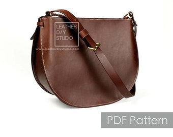 leather crossbody bag pattern with video instruction included/Build along pattern leather tote bag/how to pattern/leather pattern
