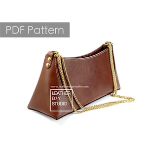 Schnittmuster für eine Lederhandtasche/Video-Tutorial/Schnittmuster für eine Baguettetasche/Schnittmuster für eine Damentasche/Lederkettentasche/Anleitung/Lederhandwerk/DIY-Geschenk/Handnähen