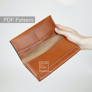 Bifold Leder lange Brieftasche Schnittmuster/ Video Anleitung/einfache Brieftasche/schlanke Brieftasche Schnittmuster/Lederanleitung/Pocket Wallet/Brieftasche Vorlage PDF