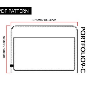 Padrão de portfólio de couro C com instruções em vídeo/construção ao longo do padrão de bolsa loptop/padrão de embreagem de capa Kindle para ipad/modelo PDF organizador A5