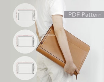 4 sizes Leather portfolio bundle build along PDF pattern with video tutorial/zipper portfolio PDF/leather laptop bag pattern