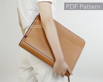 Leather portfolio pattern with video instruction/13 inch loptop bag patterns/ipad pro clutch build along /organizer PDF template pattern