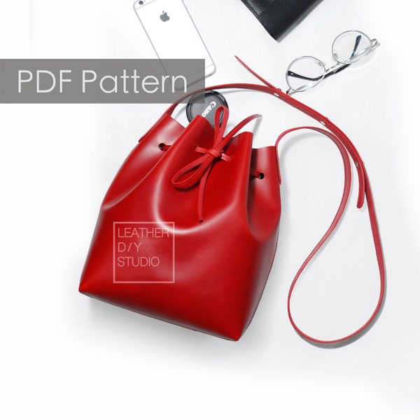 Build you own Bucket bag/diy gift/Leather bag pattern/Shoulder bag pattern/Pattern template/Leathercraft Pattern/PDF Pattern/DIY pattern