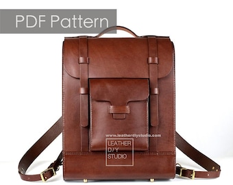 Leather backpack pattern/video tutorial/mens backpack pattern/womens backpack/instruction/hand sewing/leather bag pattern/satchel pattern