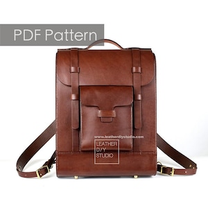 Leather backpack pattern/video tutorial/mens backpack pattern/womens backpack/instruction/hand sewing/leather bag pattern/satchel pattern