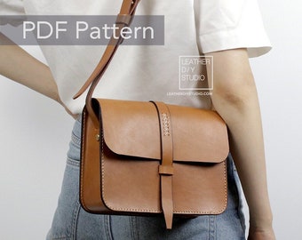 leather crossbody  bag pattern/instruction/womens bag pattern/womens purse pattern/purse template/hand sewing/shoulder bag pdf/diy gift