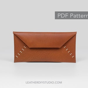 Patrón de billetera larga de sobre de cuero de una pieza / billetera de bolsillo pdf / billetera delgada / patrón de instrucciones / patrón para principiantes / plantilla de bricolaje rápida de billetera