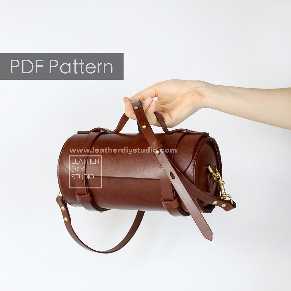 Handmade Womens Small Leather Barrel Bag Crossbody Bags Purses for