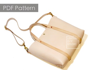 Leather tote pattern with instruction/how to pattern/leather pattern/PDF Pattern/tutorial pattern/build along pattern/bag pattern