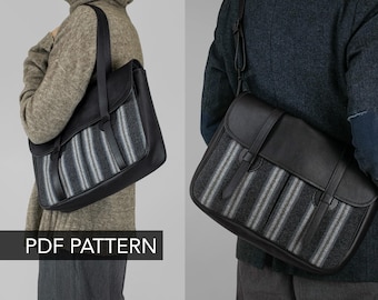 Everyday Leather bag PDF pattern bundle Video tutorial/Crossbody Bag/Shoulder bag/Messenger bag template/LeatherCraft Gift DIY/Machine sew