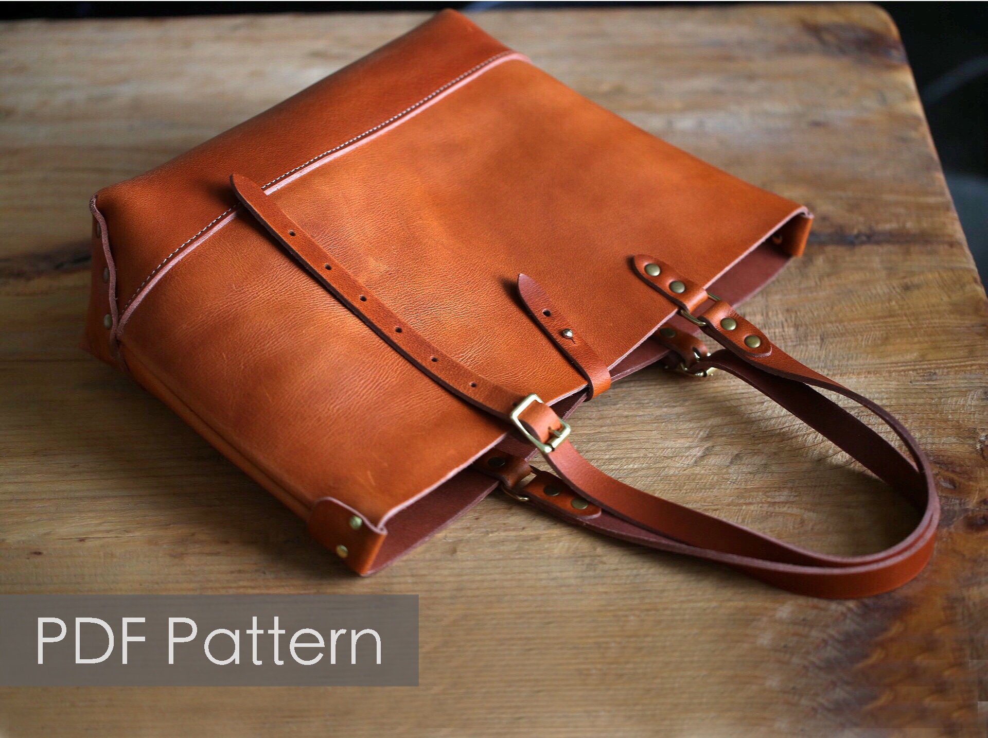 Leather tote bag pattern /Minimalist tote/Pattern Etsy