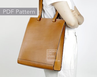 Build along Leather tote bag pattern PDF with instruction/tutorial Pattern/how to tote Pattern/DIY leather bag pattern/hand stitching holes