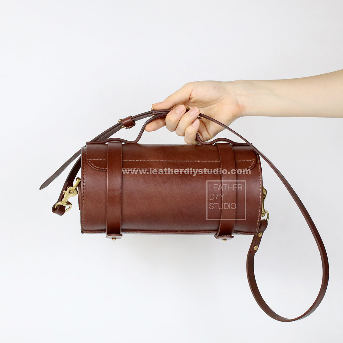 Mini Barrel Leather Crossbody Bag