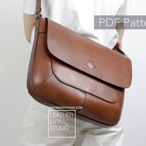 Herren Ledertasche Schnittmuster/Video Tutorial/Herren Umhängetasche PDF/Anleitung/Große Ledertasche Schnittmuster/Unikat Geschenk diy/Leder handgestickt
