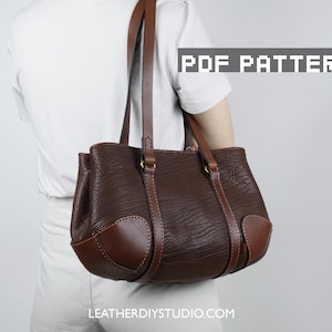 Leather bag PDF pattern with video tutorial /Shoulder tote bag pattern/purse sewing PDF Pattern/instruction patten/Leathercraft DIY Pattern