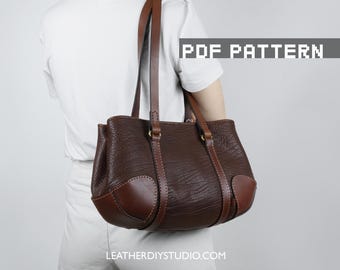 Leather bag PDF pattern with video tutorial /Shoulder tote bag pattern/purse sewing PDF Pattern/instruction patten/Leathercraft DIY Pattern