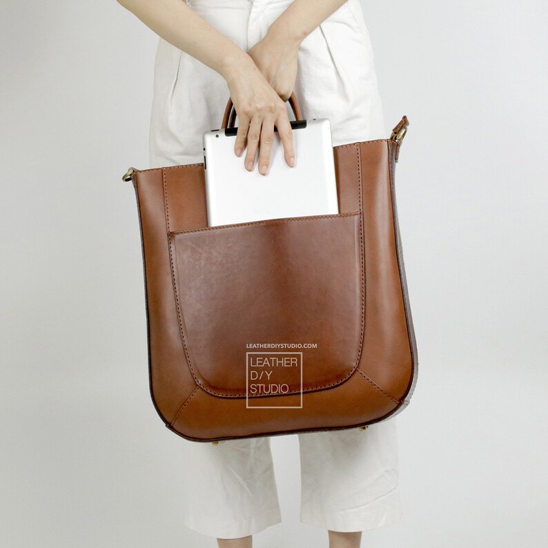 Leather tote bag pdf pattern video instruction included/how to pattern /tutorial bag Pattern template/PDF Pattern/sewing pattern image 6