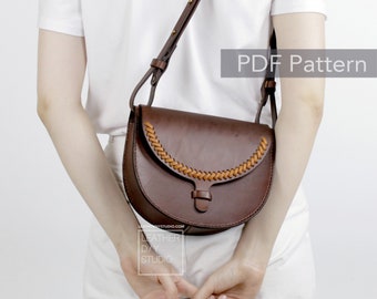 Womens Saddle leather Crossbody pattern/Instruction/women purse pattern/Woven leather bag pattern/leather braiding/Hand sewing/DIY gift