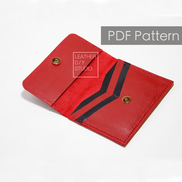 Leather card wallet pattern/minimal wallet/Pattern template/cardholder pattern/leather clutch/PDF Pattern/travel wallet pattern/DIY pattern