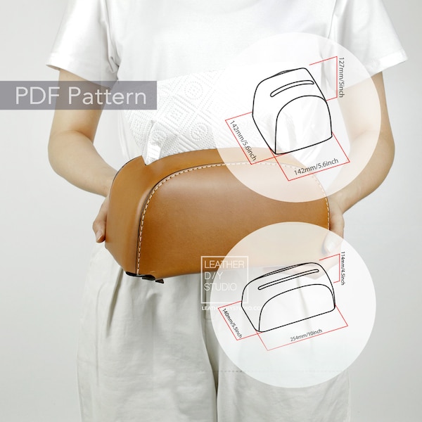 Leather Tissue holder Pattern with video tutorial two size included /Tissue box pdf/Tissue case Leather pattern/leathercraft PDF pattern