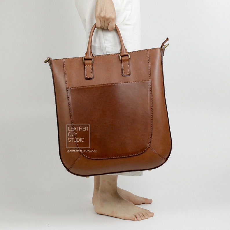 Leather tote bag pdf pattern video instruction included/how to pattern /tutorial bag Pattern template/PDF Pattern/sewing pattern image 4
