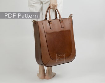 Leather tote bag pdf pattern video instruction included/how to pattern /tutorial bag Pattern template/PDF Pattern/sewing pattern