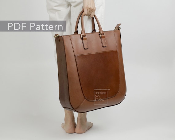Leather tote bag pdf pattern video instruction included/how to pattern /tutorial bag Pattern template/PDF Pattern/sewing pattern