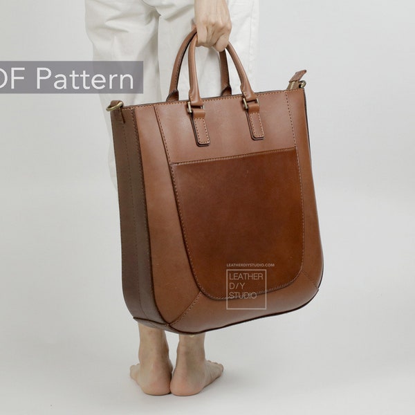 Leather tote bag pdf pattern video instruction included/how to pattern /tutorial bag Pattern template/PDF Pattern/sewing pattern