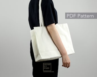 Canvas Tote bag PDF sewing pattern with included/canvas shopper pattern/shopping bag/shopper bag pdf pattern tote bag sewing template