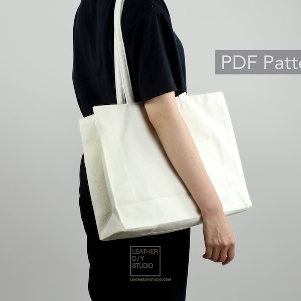Canvas Tote bag PDF sewing pattern with included/canvas shopper pattern/shopping bag/shopper bag pdf pattern tote bag sewing template