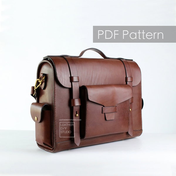 Leather mens messenger pattern with video instruction/mens breifcase  how to pattern/leather handbag build along template pdf pattern